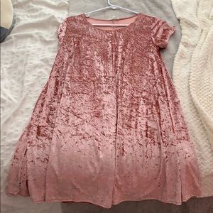 Pink velvet mini dress